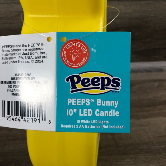 10” Yellow Peeps Blow Mold Plastic Bunny New Battery Operated LED Easter Decor - Picture 9 of 10